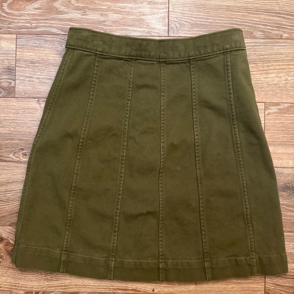 Green Denim Button Front Skirt - Picture 6 of 6